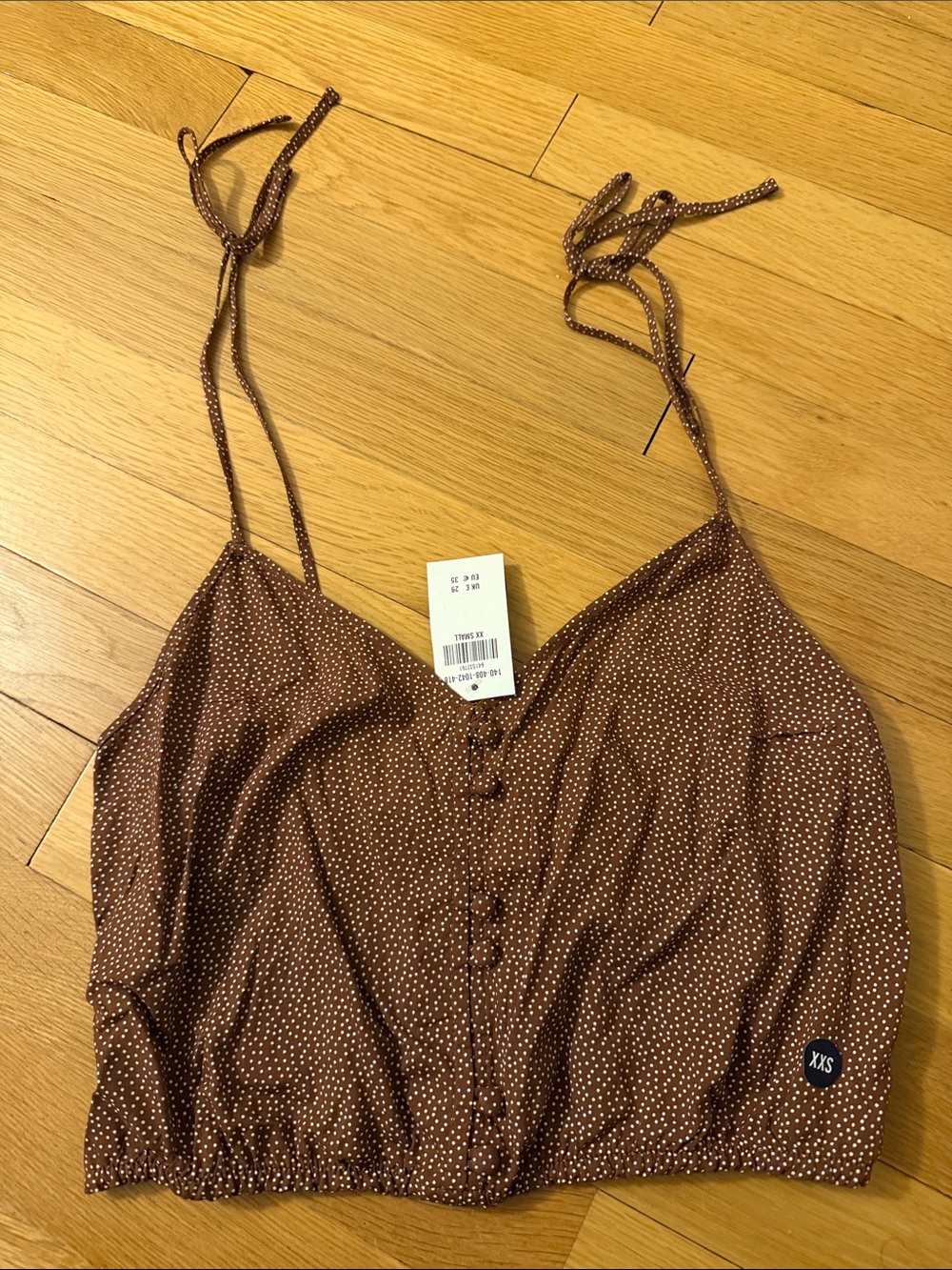 Abercrombie & Fitch Brown Polka Dot Tie-Strap Crop Camisole